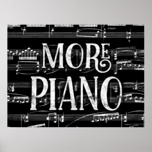 Póster Más tablero de piano - Música blanca negra