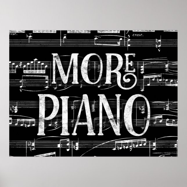 Póster Más tablero de piano - Música blanca negra (Frente)