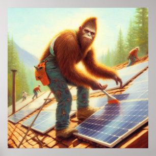Póster Masa Grande Instalando Paneles Solares