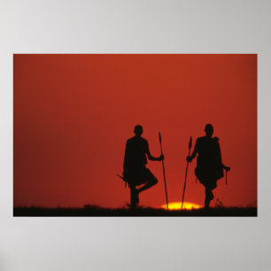 Póster Masai at Sunset