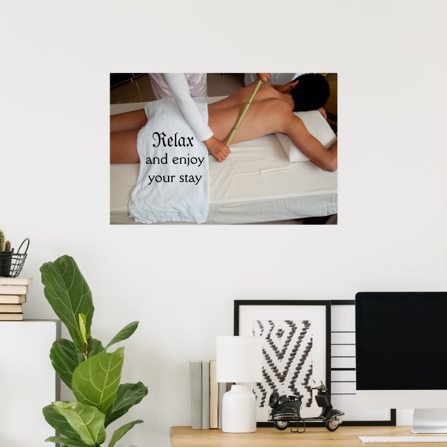 Póster Masaje De Bambú En Las Costillas (Oficina en casa)