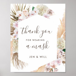 Póster Máscara Con Boda Pampas Rótulo De Grasa