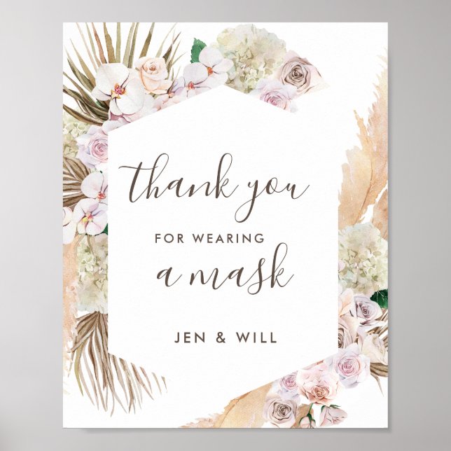 Póster Máscara Con Boda Pampas Rótulo De Grasa (Frente)