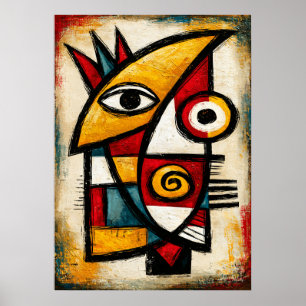 Póster Máscara Cubista Primitiva Geométrica Abstracta Aud