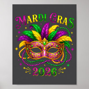 Póster Máscara de Bufón Carnaval de Mardi Gras Nueva Orle