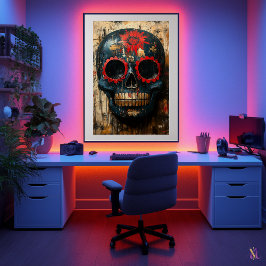 Póster Máscara de Calavera Muerta - Cultura mexicana