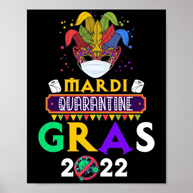 Póster Máscara de cara del Festival Mardi Quarantine Gras (Frente)