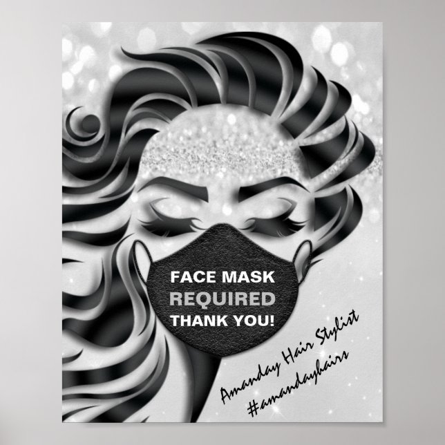 Póster Máscara de cara Necesaria Covid Eyelash Gris plate (Frente)