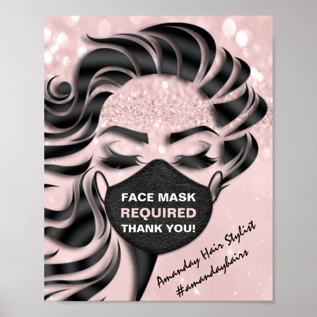 Póster Mascara De Cara Necesaria Covid Eyelash Hair Pink  (Frente)