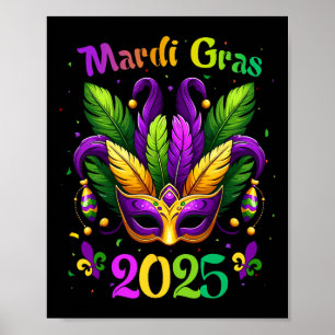 Póster Máscara de Carnaval 2025 Plumas Disfraz de Carnava