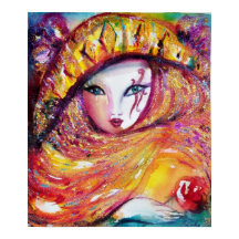 MÁSCARA DE CARNAVAL EN AMARILLO CON ROSA ROJA