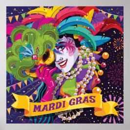 Póster Máscara de colores del Mardi Gras