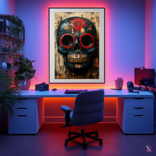 Póster Máscara de cráneo del Día de los Muertos – Cultura