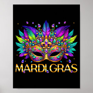 Póster Máscara de cuentas de Mardi Gras Carnaval Mujeres 
