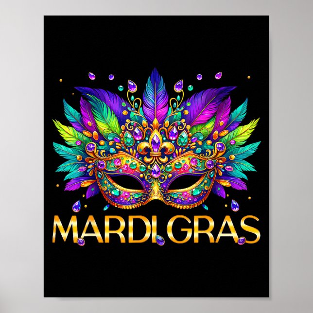 Póster Máscara de cuentas de Mardi Gras Carnaval Mujeres  (Frente)