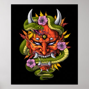 Póster Máscara de Demonio Oni de Japón