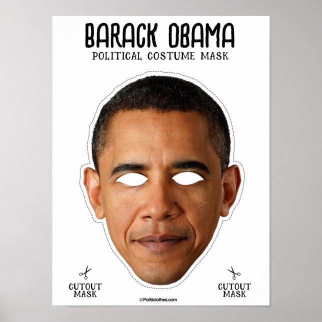 Póster Máscara de disfraces de Barack Obama (Frente)