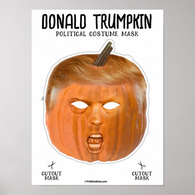Póster Máscara de disfraces de Donald Trumpkin Halloween (Frente)
