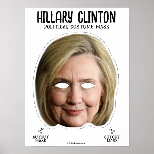 Póster Máscara de disfraces de Hillary Clinton (Frente)