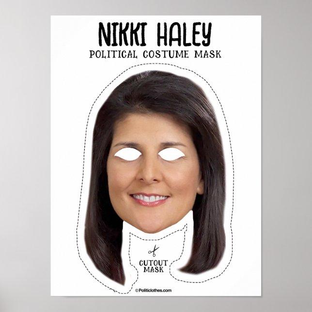 Póster Máscara de disfraces de Nikki Haley (Frente)