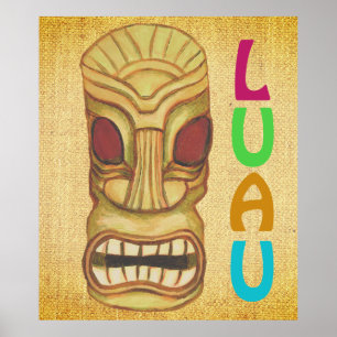 Póster Máscara de fiesta Tiki Luau hawaiano