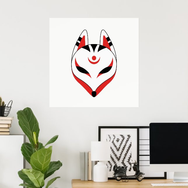Póster Máscara de Fox de Kitsune (Oficina en casa)