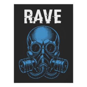 Póster Máscara de Gas de Cráneo de Rave