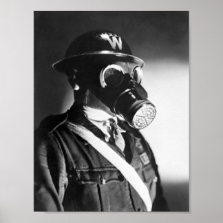 Póster Máscara de gas para el vestuario de ataque aéreo -