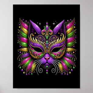 Póster Máscara de gato Mardi Gras Mujeres de Nueva Orlean