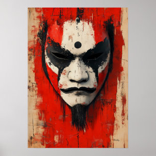 Póster Máscara de Guerrero Kabuki – Fiera Tradición Asiát