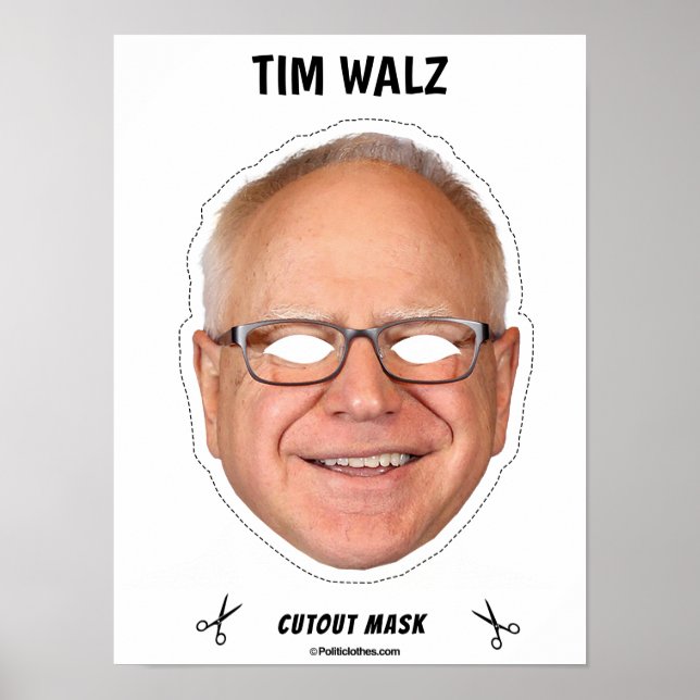 Póster Máscara de Halloween de Tim Walz (Frente)