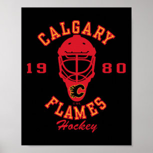 Póster Máscara de Hockey Calgary Flames Blanca Licencia O