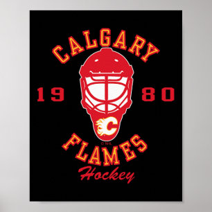 Póster Máscara de Hockey Calgary Flames Negra Oficial Nhl