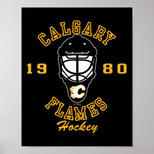 Póster Máscara de hockey Calgary Flames Roja Con Licencia