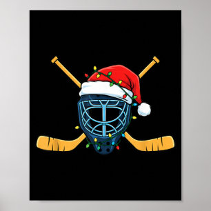 Póster Máscara de hockey con luces de Navidad de sombrero