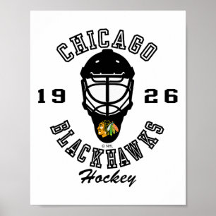 Póster Máscara de hockey de Chicago Blackhawks roja ofici