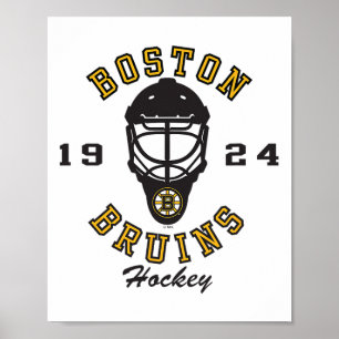 Póster Máscara de hockey de los Boston Bruins gris con li