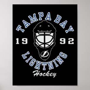 Póster Máscara de hockey Tampa Bay Lightning negra con li