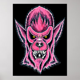 Póster Máscara de hombre lobo rosa