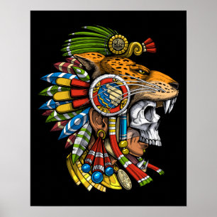 Póster Máscara de Jaguar azteca