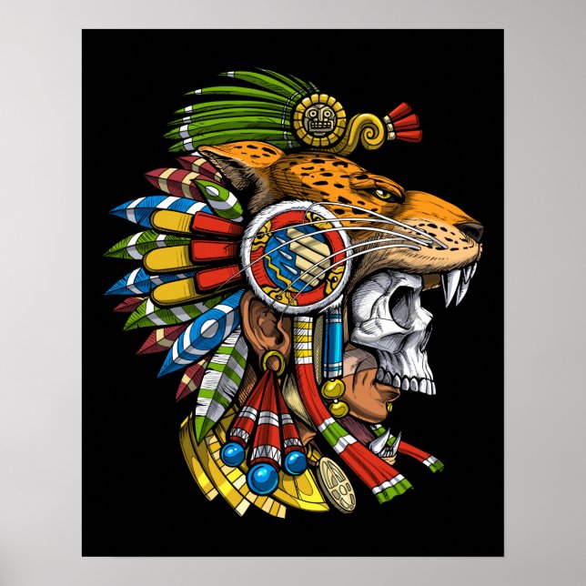 Póster Máscara de Jaguar azteca (Frente)