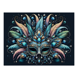 Póster Máscara de joyas de plumas de Mascarada Boho