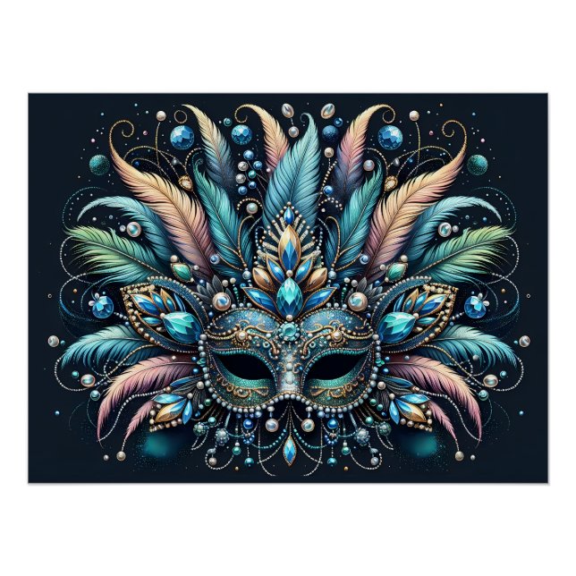 Póster Máscara de joyas de plumas de Mascarada Boho (Anverso)