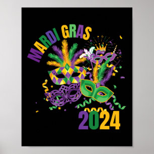 Póster Máscara de Mardi Gras Fiesta de Mardi Gras para ho