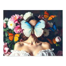 Máscara de mariposa con entorno floral