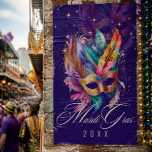 Póster Máscara de mascarada de Mardi Gras   Poster morado