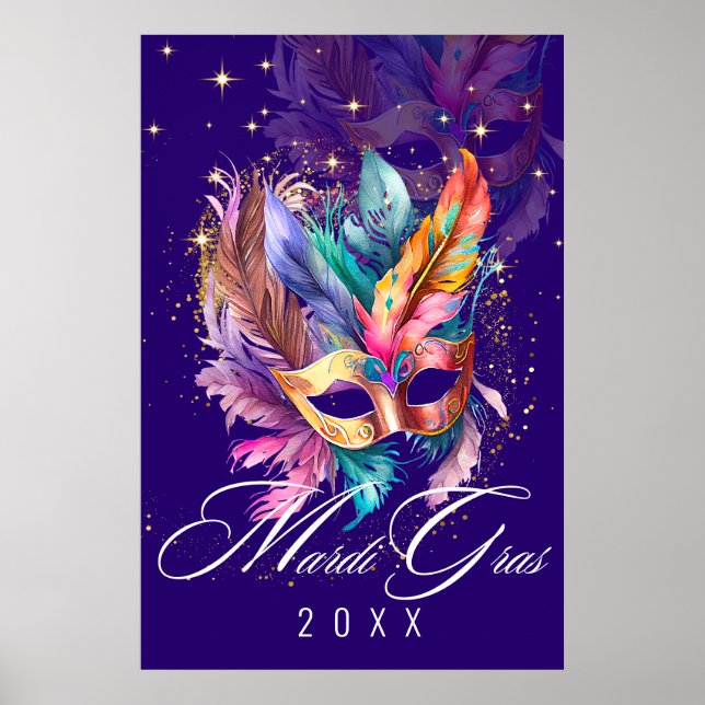 Póster Máscara de mascarada de Mardi Gras | Poster morado (Frente)