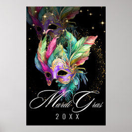 Póster Máscara de mascarada de Mardi Gras | Poster negro