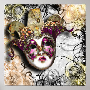 Póster Máscara de mascarada venetista mardi gras fiesta
