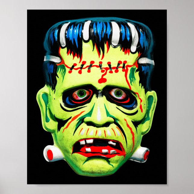 Póster Máscara de Monstruo Verde Adorables (Frente)